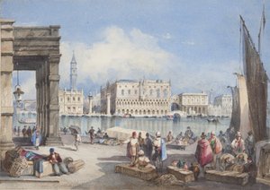 „Benátky“, vlepeno na titulní stránku Thomase Moodyho Journal o turné po Švýcarsku a Itálii, 1822