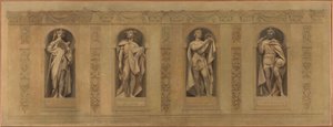 Náčrt kostela Saint-Paul-Saint-Louis: Robert le Pieux. Clovis. Saint Louis. Karla Velikého, mezi lety 1873 a 1875 (olej na plátně) od Joseph Blanc