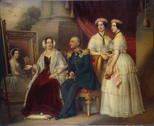 Rodinný portrét Josefa, vévody ze Saxe Altenburg (Saxe-Altenburg) (1789-1868) - obraz Josepha Karla Stielera (1781-1858), olej na plátně od Joseph Carl Stieler