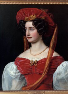 Portrét ženy s červeným kloboukem od Josepha Karla Stielera (1781-1858) 19. století. Mnichov, Chateau De Nymphenburg od Joseph Carl Stieler