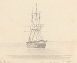 Jedna fregata, záď dopředu; Albion 20. dubna 1817