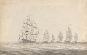 Šest bitevních lodí obracející se v těžkých mořích od Joseph Cartwright