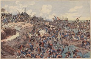 Bitva u Jemappes, francouzské revoluční války, 6. listopadu 1792 (barevně lito)