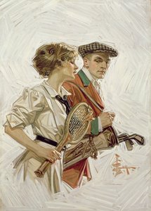Golf nebo tenis?, kolem roku 1915 (olej na plátně)