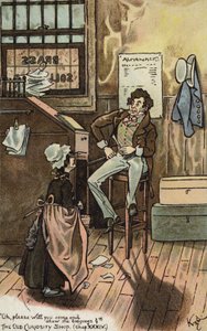 Scéna z knihy The Old Curiosity Shop, Charles Dickens (barevná litografie) od Joseph Clayton (1856 1937) (after) Clarke