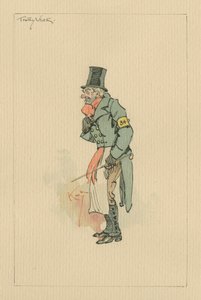 Trotty Veck - The Chimes, cca 1920 (pero a inkoust s wc na papíře) od Joseph Clayton Clarke