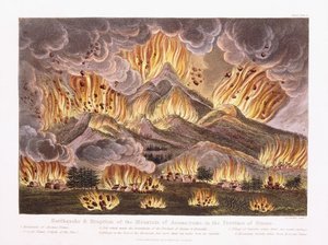 Zemětřesení a erupce hory Asama-yama v provincii Sinano, 1822 od Joseph Constantine Stadler