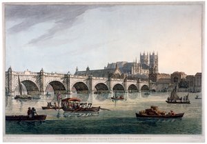 Westminster Bridge, Westminster Abbey a Westminster Hall, Londýn, 1789. od Joseph Constantine Stadler