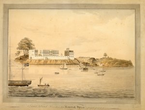 Pohled na ostrov Bance, Sierra Leone, Afrika, asi 1805 (akvarel) od Joseph Corry