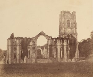 Fountains Abbey. Kaple devíti oltářů, exteriér, 50. léta 19. století. od Joseph Cundall