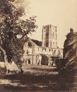 Fountains Abbey. Kostel, klášter a hospitium, 50. léta 19. století.