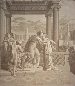 Design tapety s Cupidem a Psyche, 1815 od Joseph Dufour