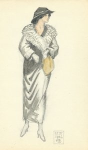 Módní dáma, 15.IV.1916, 1916 (pero & inkoust a wc na papíře) od Joseph Edward Southall
