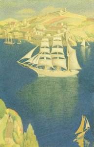 The White Barque at Fowey, 1943 (tempera na palubě) od Joseph Edward Southall