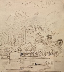 Hrad s kulatou věží nad řekou od Joseph Farington