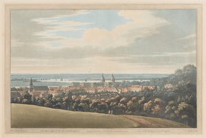 Pohled na Greenwich a Down the River, 1795 (akvatinta)