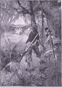 Všechny jejich chatrče a věci v domácnosti hoří společně (litho)