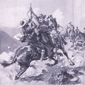 Zajetí Field-Cornet Swanepoel, ilustrace z After Pretoria: The Guerilla War, 1902 od Joseph Finnemore