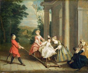 Děti si hrají s koníčkem koně, c.1741-47