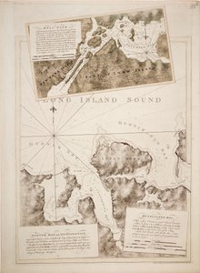 Mapa zálivů Oyster Bay a Huntington Bay, Long Island Sound od Joseph Frederick Wallet DesBarres