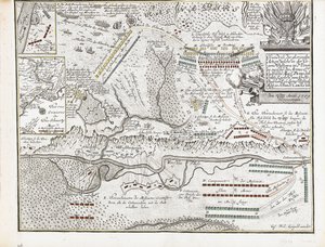Mapa bitvy u Poltavy dne 27. června 1709 od Joseph Friedrich Leopold