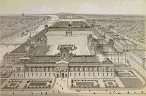 Pohled na Louvre a Tuileries, c.1850 od Joseph Gabriel Aubrun