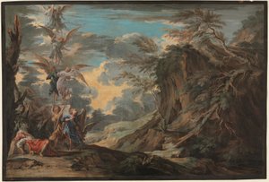 Jakubův sen, asi 1720 (kvaš na hnědé kůži)