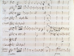 První stránka hudební partitury menuetu v Armidě od J Haydna (1784) od Joseph Haydn