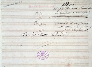První stránka hudební partitury menuetu v Armidě od J Haydna (1821) od Joseph Haydn