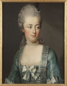 Portrét arcivévodkyně Marie Antoinetty Rakouské (1755-1793), francouzské královny, od Hickela, Josefa (1736 -1807). Olej na plátně. Rozměr: 65 x 50 cm. Národní muzeum Stockholm