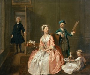 Conversation Piece, pravděpodobně z rodiny umělce, kolem 1732-5