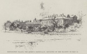 Kensingtonský palác, rodiště královny, znovu navštívené Jejím Veličenstvem dne 15. května od Joseph Holland Tringham