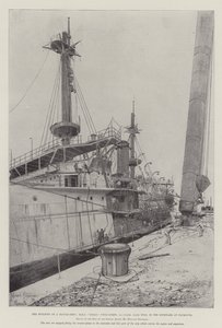 Stavba bitevní lodi, HMS Ocean, Twin-Screw, 1. třída, 12 950 tun, v loděnici v Plymouthu
