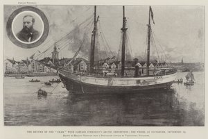 Návrat Framu s arktickou expedicí kapitána Sverdrupa, loď ve Stavangeru, 19. září od Joseph Holland Tringham