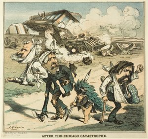 Po katastrofě v Chicagu, od Pucka od Joseph Keppler