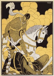 Le Combat de Guillaume Contre le Geant Corsolt (barevná litografie) od Joseph Kuhn Regnier