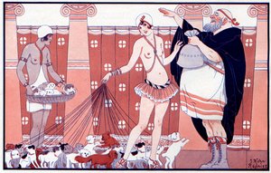 Three Prix Féminins - Cena malé staré babičky z velké rodiny - ilustrace z la Vie Parisienne 1919 od Joseph Kuhn Regnier