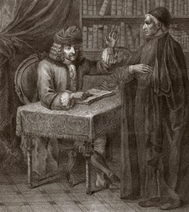 „Voltaire a mnich – VOLTIER, Francois-Marie Arouet – s duchovenstvem. Voltaire a kněz (náboženství) - rytina Josepha Lanteho - 1764 od Joseph Lante