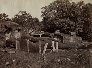 Paranirvána a Buddha, Gall Vihara, Polonnaruwa, Cejlon, 1870-1871. od Joseph Lawton