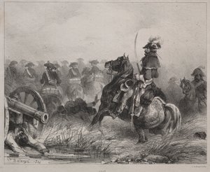 Jezdecká scéna od Joseph-Louis Hippolyte Bellange