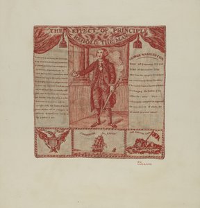 Tištěný textil George Washington, c. 1939.