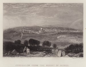 Jeruzalém z Olivetské hory (barva lito) od Joseph Mallord William (after) Turner