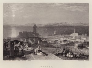 Rhodos (barevné lito) od Joseph Mallord William (after) Turner