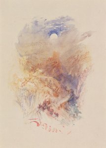 A Mountain Pass in Moonlight, cca 1845 (akvarel na papíře) od Joseph Mallord William Turner