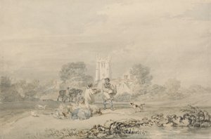 Podzimní setba obilí, cca 1794 (akvarel přes grafit na papíře) od Joseph Mallord William Turner