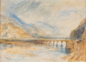 Bellinzona - Most přes Ticino, asi 1843 (akvarel na papíře) od Joseph Mallord William Turner