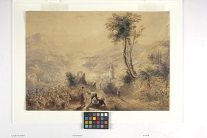 Berncastle (Oberwesel) (akvarel a kvaš na špinavě bílém papíře) od Joseph Mallord William Turner