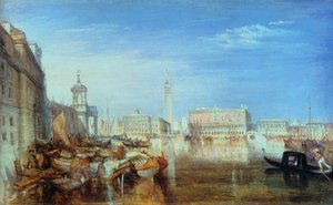 Most vzdechů, Dóžecí palác a celnice, Benátky: Malba Canaletti, 1833 od Joseph Mallord William Turner