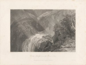 Řetězový most přes řeku Tees, 1838 (lept a rytina) od Joseph Mallord William Turner