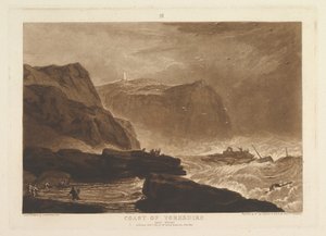 Pobřeží Yorkshire, poblíž Whitby Liber Studiorum, část V, deska 24, 1. ledna 1811. od Joseph Mallord William Turner